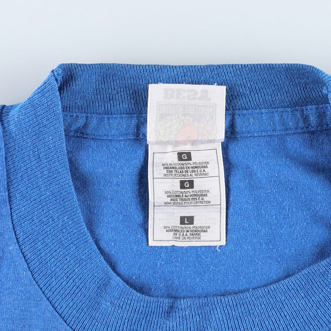 2000'S Fruit of the Loom parody print T-shirt, men's size L (approx.) cotton blue type Vintage Second Hand
