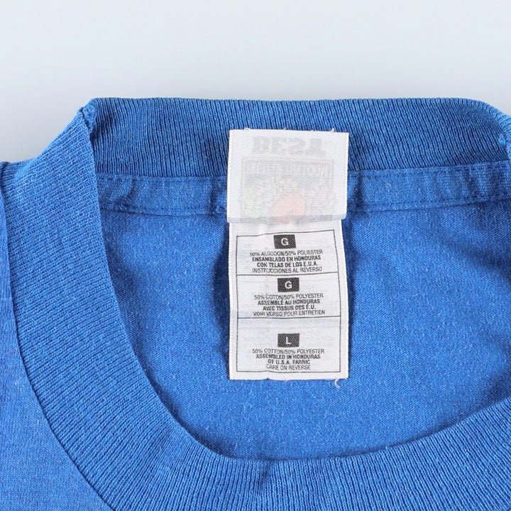 2000'S Fruit of the Loom parody print T-shirt, men's size L (approx.) cotton blue type Vintage Second Hand