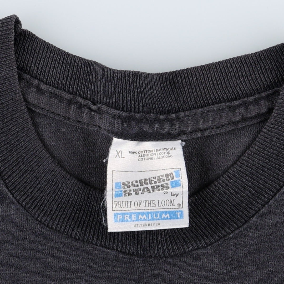 90'S Screen Stars Premium T-shirt, Band T-shirt, Made in USA, Men's XL equivalent, Vintage cotton black type Vintage Second Hand
