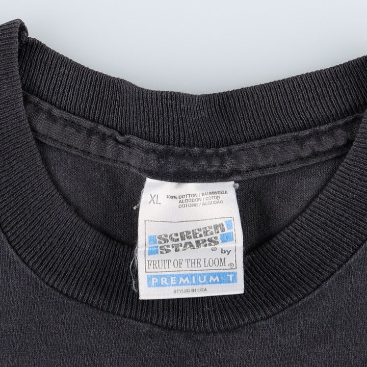 90'S Screen Stars Premium T-shirt, Band T-shirt, Made in USA, Men's XL equivalent, Vintage cotton black type Vintage Second Hand