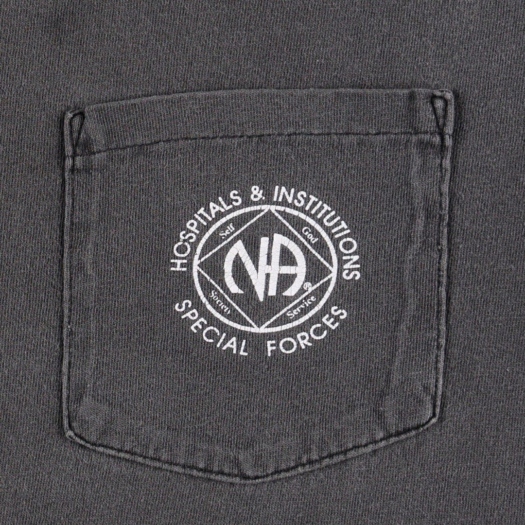 90'S NA Narcotics Anonymous Eagle Pattern Print T-Shirt Men's XL (approx.) Vintage unclear black type Vintage Second Hand