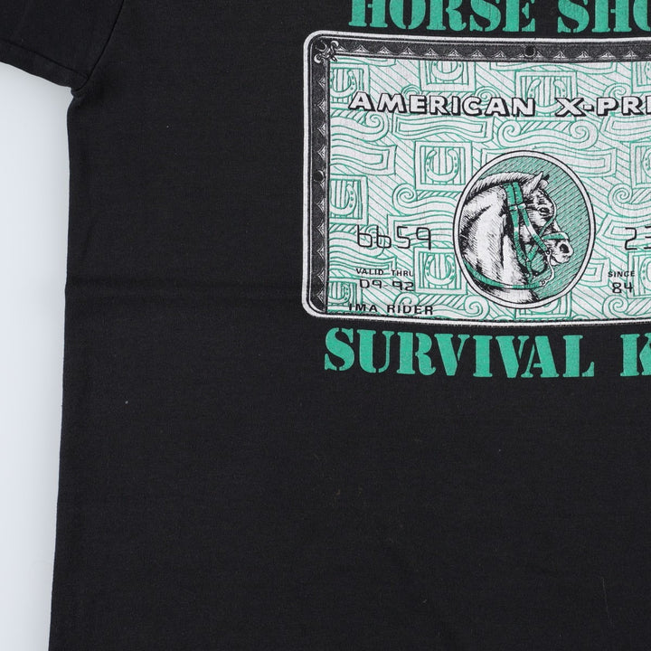 80s-90'S Jerzees parody print T-shirt, made in USA, men's size M equivalent, vintage. cotton black type Vintage Second Hand