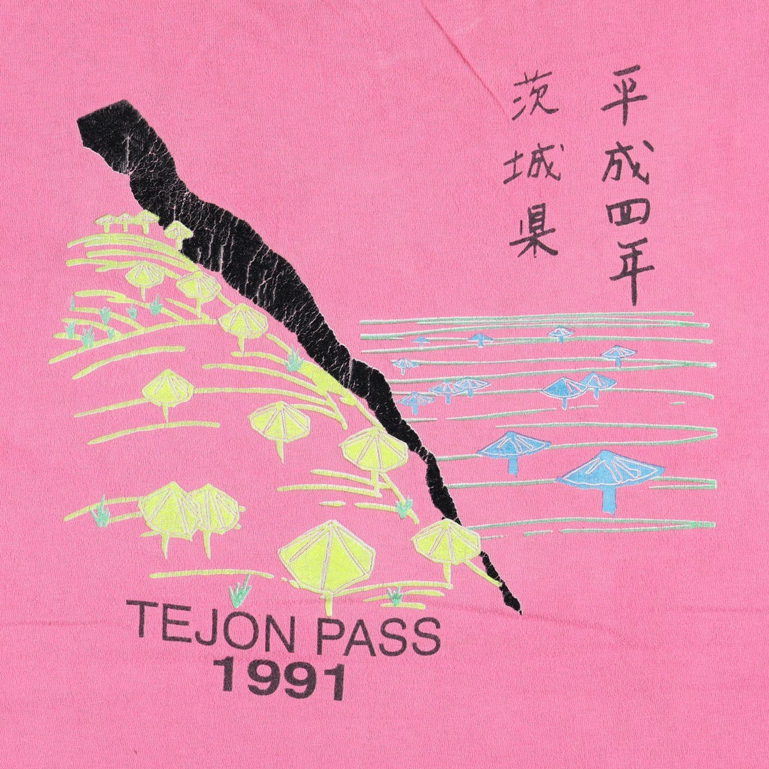 80'S Hanes BEEFY-T Kanji Print T-Shirt, Made in USA, Men's Size L (Equivalent), Vintage cotton pink type Vintage Second Hand