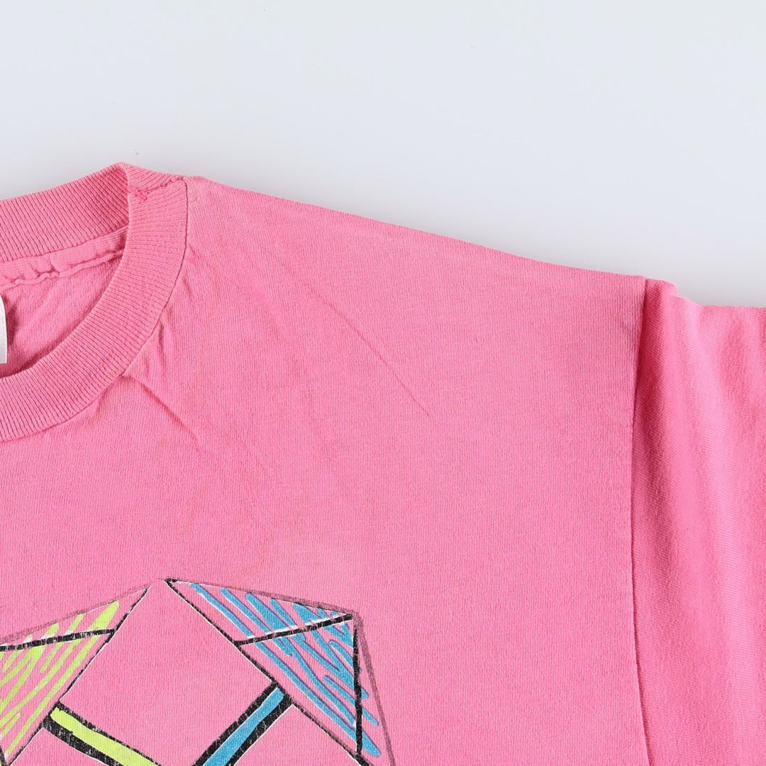 80'S Hanes BEEFY-T Kanji Print T-Shirt, Made in USA, Men's Size L (Equivalent), Vintage cotton pink type Vintage Second Hand
