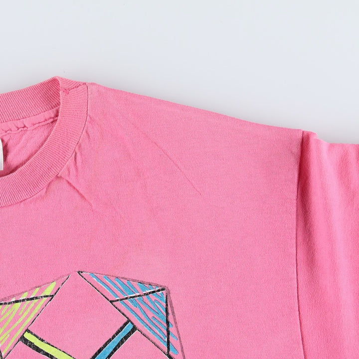 80'S Hanes BEEFY-T Kanji Print T-Shirt, Made in USA, Men's Size L (Equivalent), Vintage cotton pink type Vintage Second Hand
