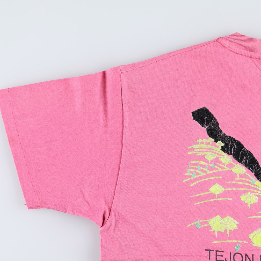 80'S Hanes BEEFY-T Kanji Print T-Shirt, Made in USA, Men's Size L (Equivalent), Vintage cotton pink type Vintage Second Hand