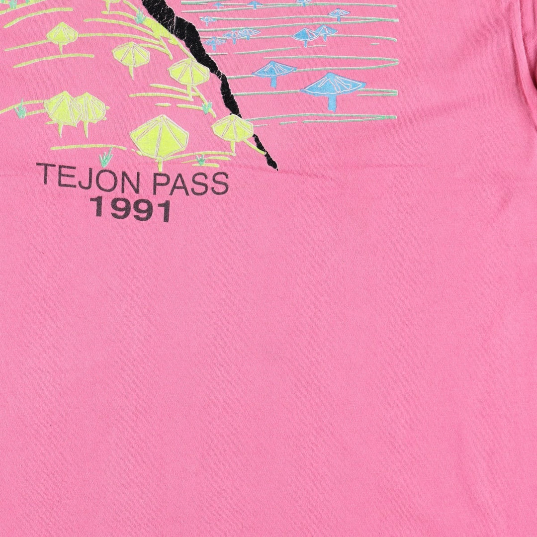 80'S Hanes BEEFY-T Kanji Print T-Shirt, Made in USA, Men's Size L (Equivalent), Vintage cotton pink type Vintage Second Hand