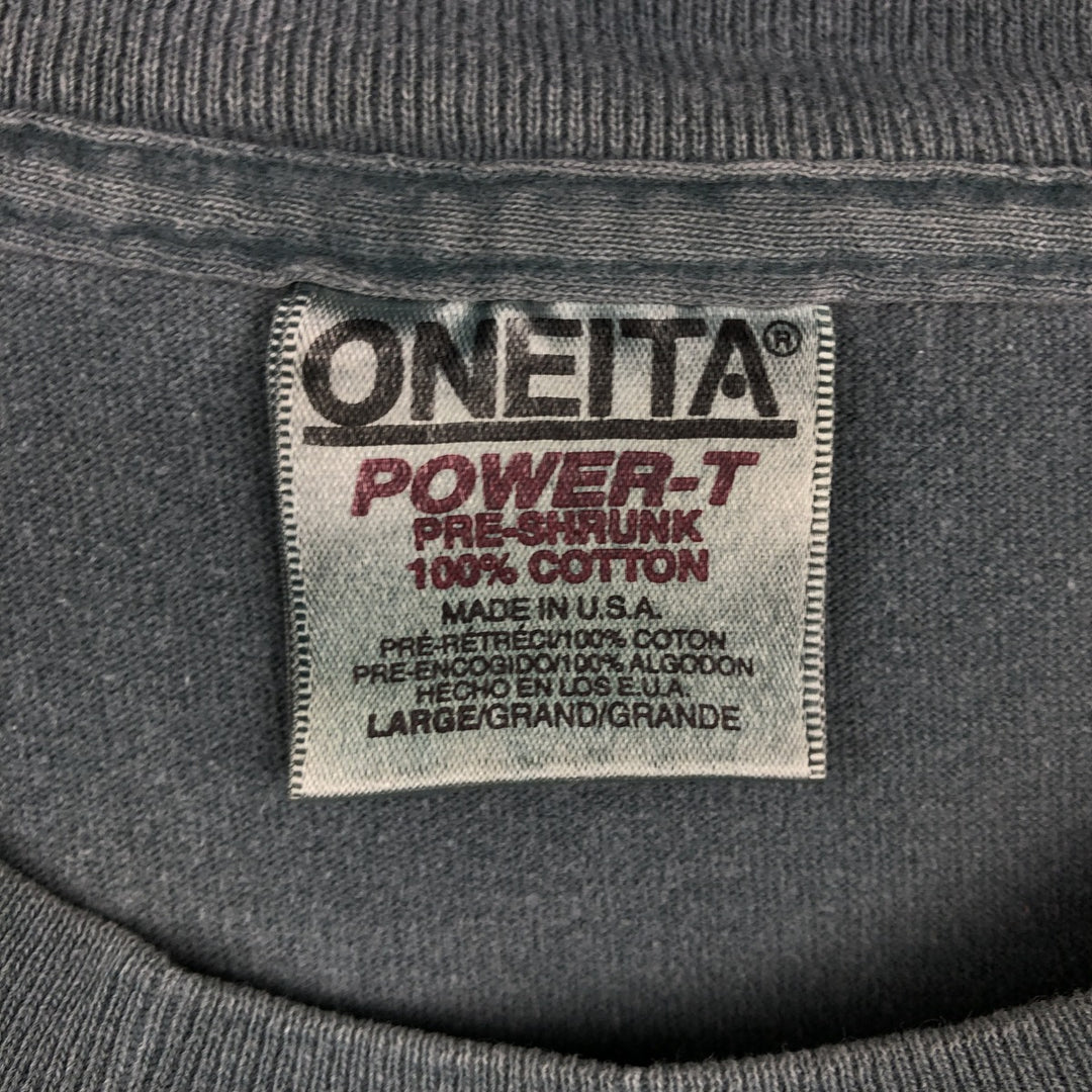 90'S ONEITA K2 Logo Print T-Shirt, Made in USA, Men's Size L (Equivalent), Vintage cotton gray type Vintage Second Hand