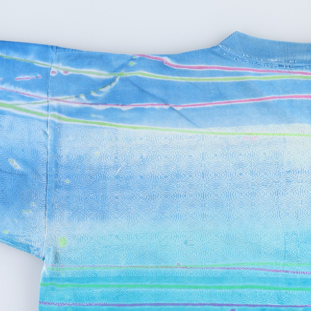 90'S PRO SPIRIT Tie-Dye Pattern Print T-Shirt, Men's XL (approx.), Vintage unclear Blue type light blue Vintage Second Hand