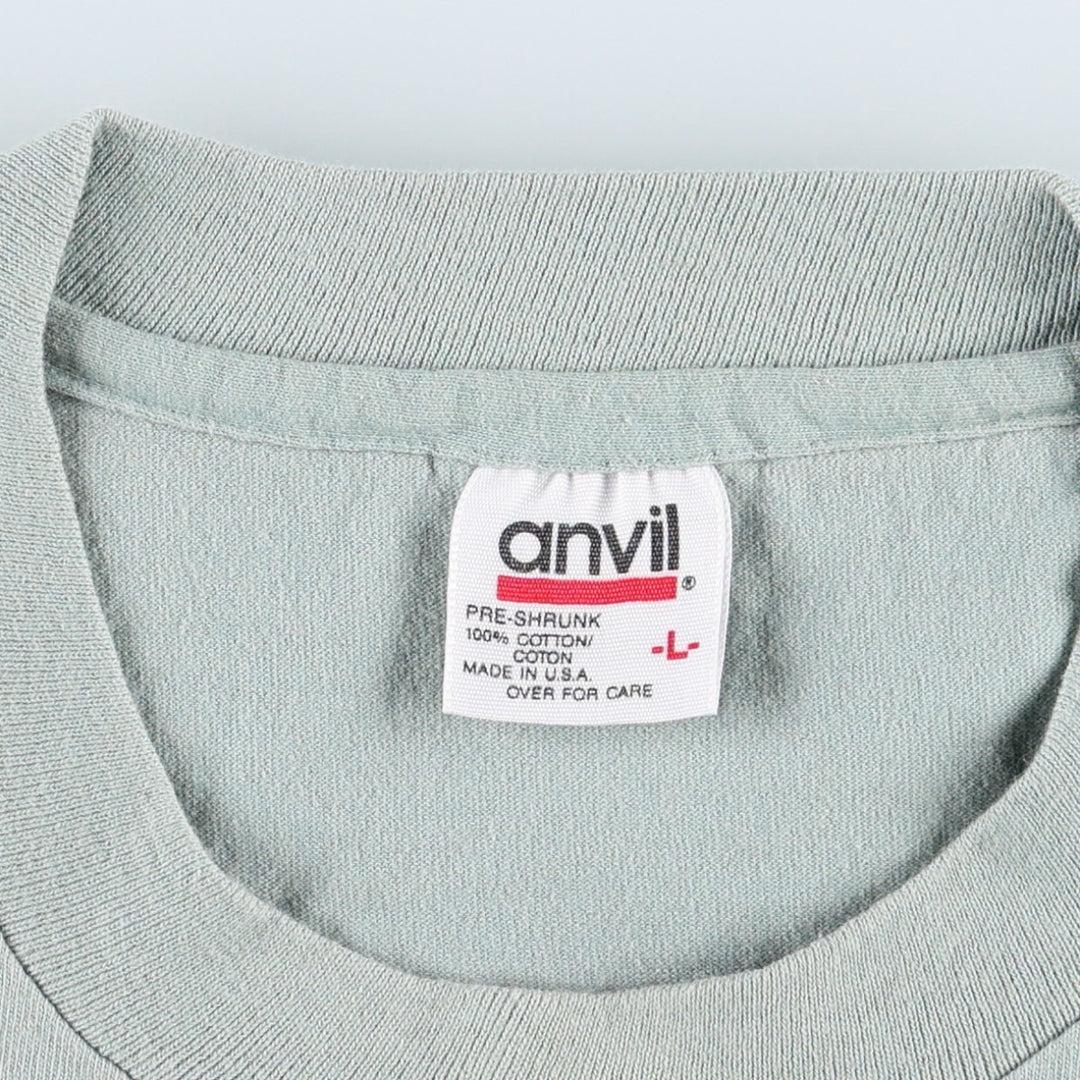 90'S Anvil Animal Pattern Print T-Shirt, Made in USA, Men's Size L (Equivalent), Vintage cotton green type yellow green Vintage Second Hand