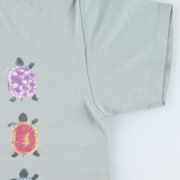 90'S Anvil Animal Pattern Print T-Shirt, Made in USA, Men's Size L (Equivalent), Vintage cotton green type yellow green Vintage Second Hand