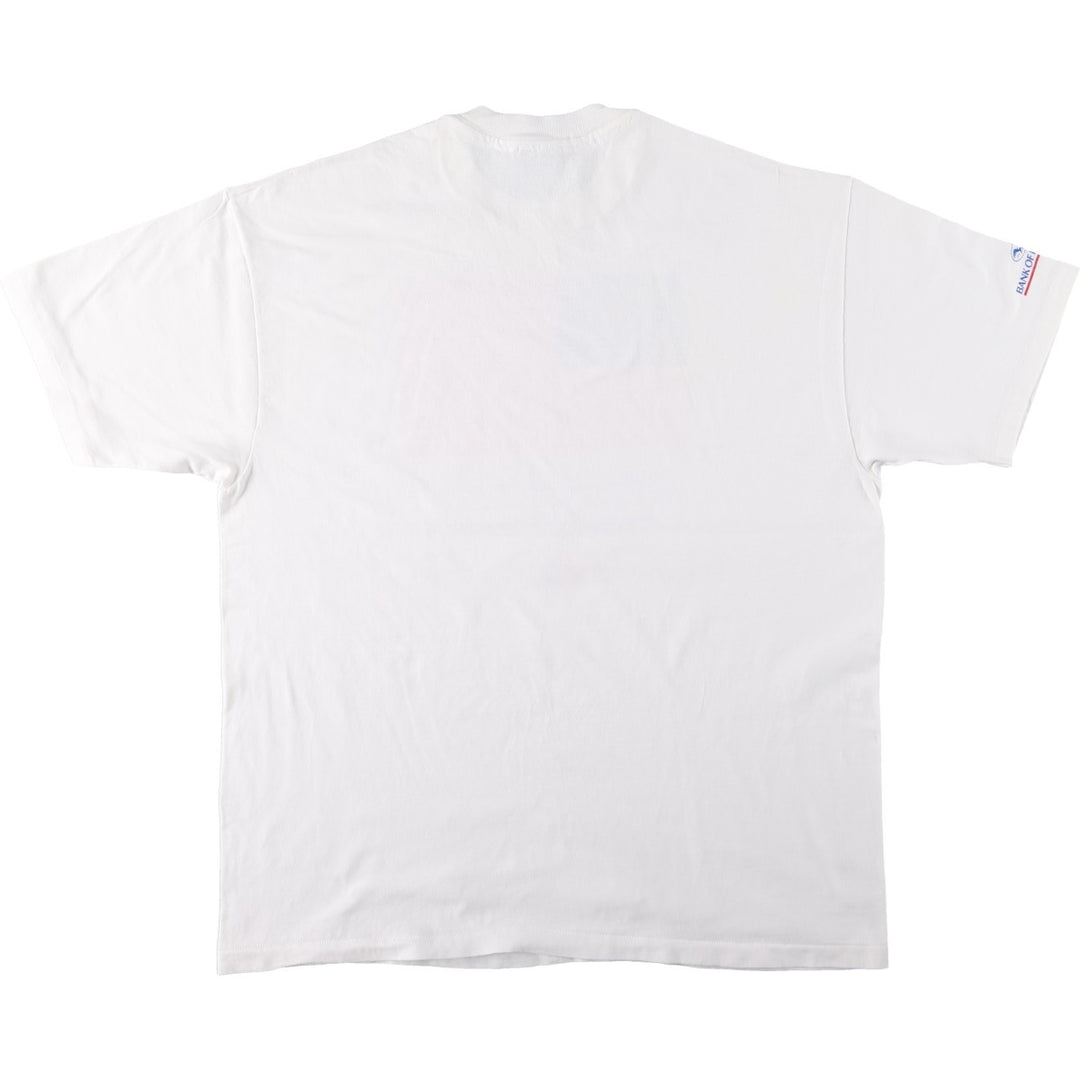 90'S Hanes BEEFY-T American flag print t-shirt, made in USA, men's size XL equivalent, vintage. cotton white type Vintage Second Hand