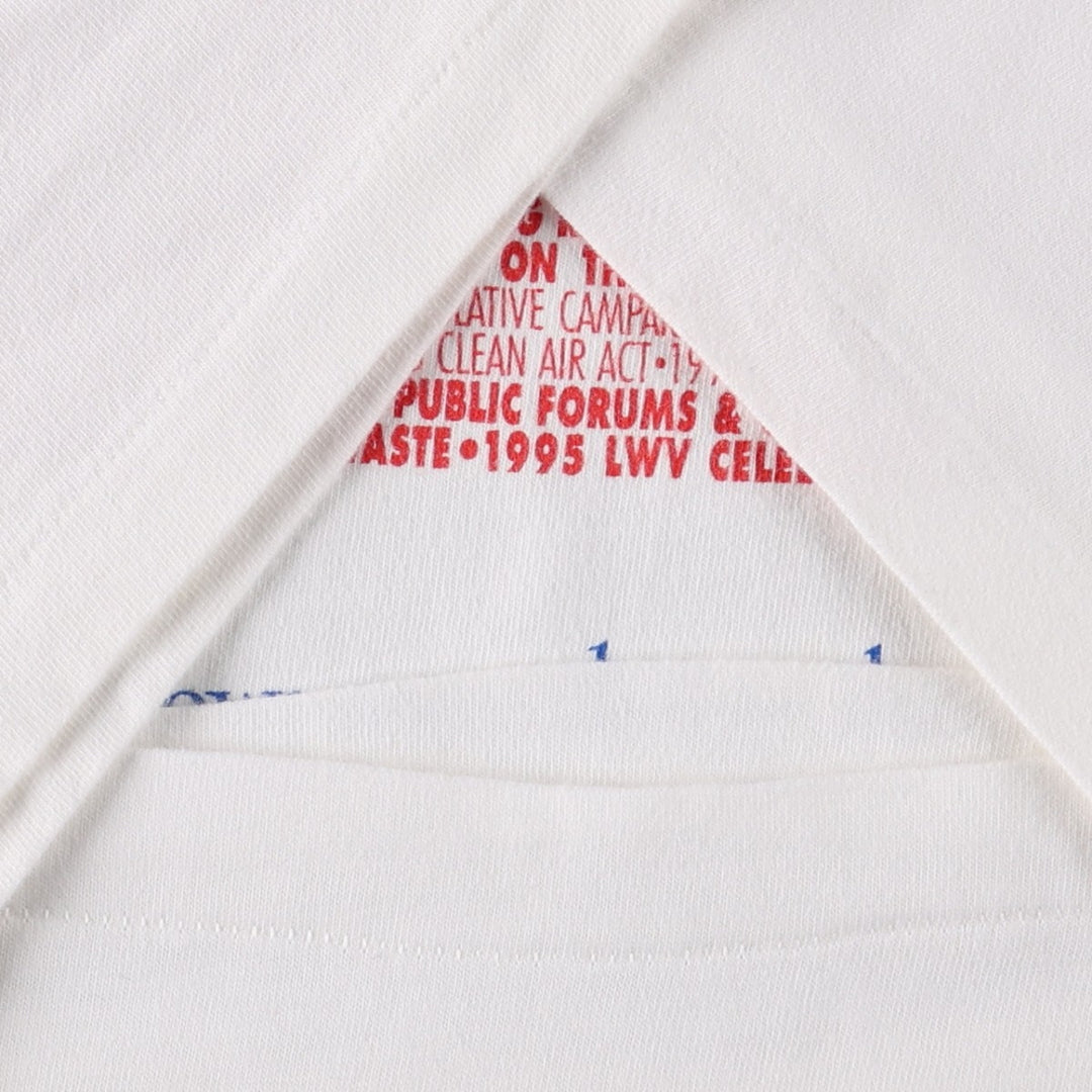 90'S Hanes BEEFY-T American flag print t-shirt, made in USA, men's size XL equivalent, vintage. cotton white type Vintage Second Hand