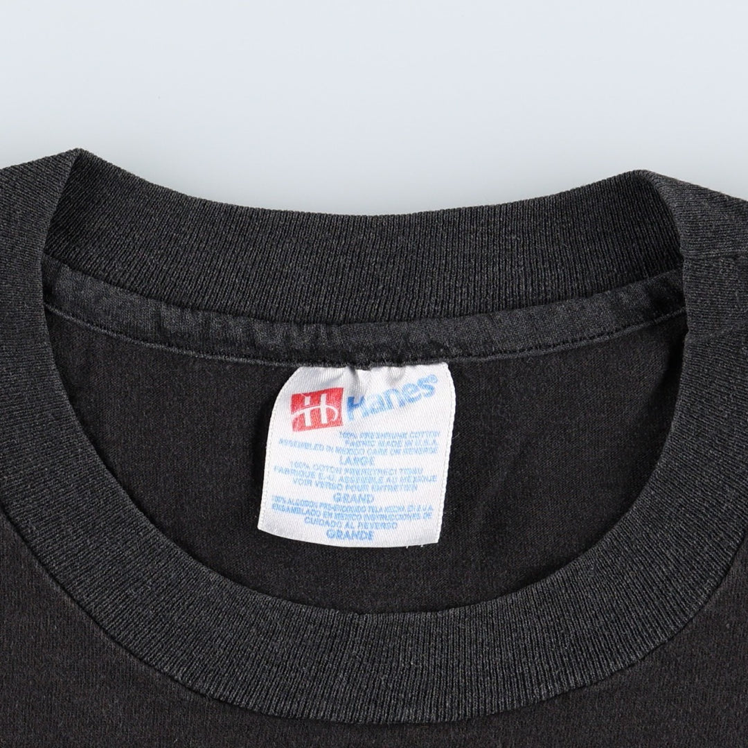 Vintage 90'S Hanes printed T-shirt, made in the USA, size L for men cotton black type Vintage Second Hand