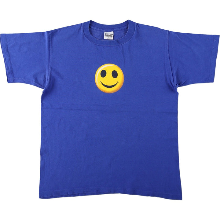 ~90'S BBS Smile Print T-Shirt, Made in USA, Men's Size L (Equivalent), Vintage cotton navy blue type Vintage Second Hand