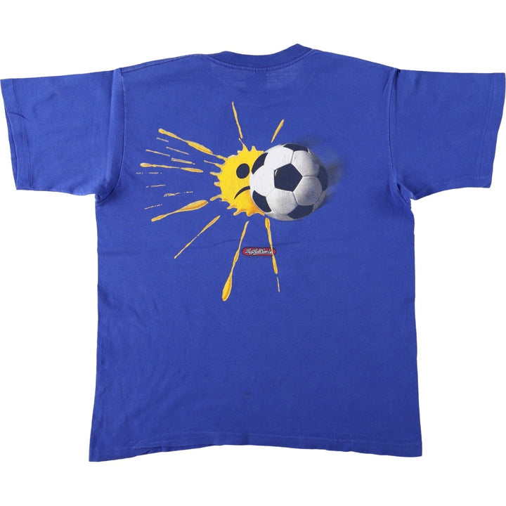 ~90'S BBS Smile Print T-Shirt, Made in USA, Men's Size L (Equivalent), Vintage cotton navy blue type Vintage Second Hand