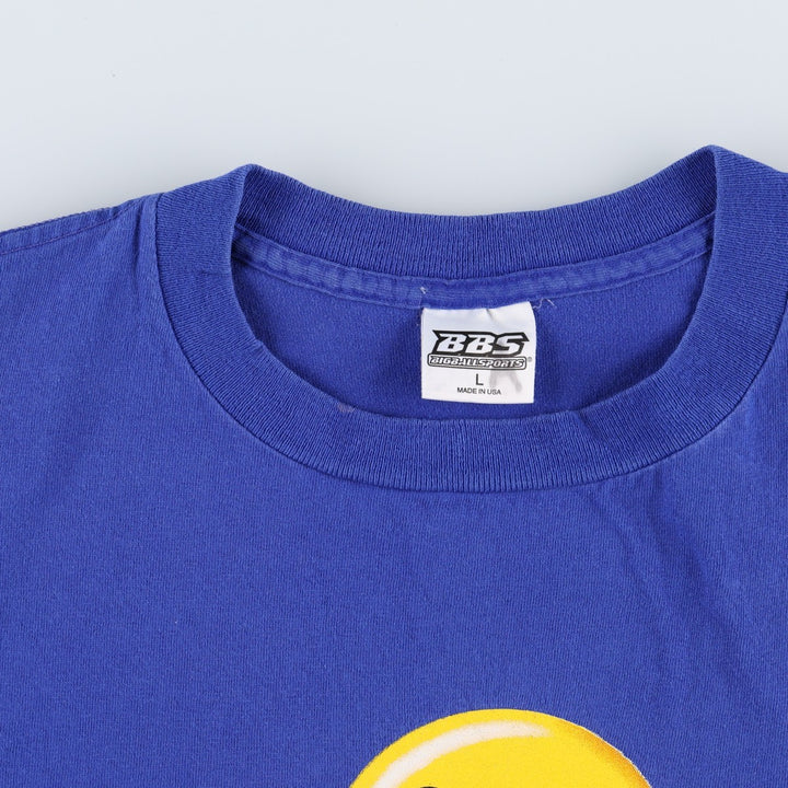 ~90'S BBS Smile Print T-Shirt, Made in USA, Men's Size L (Equivalent), Vintage cotton navy blue type Vintage Second Hand