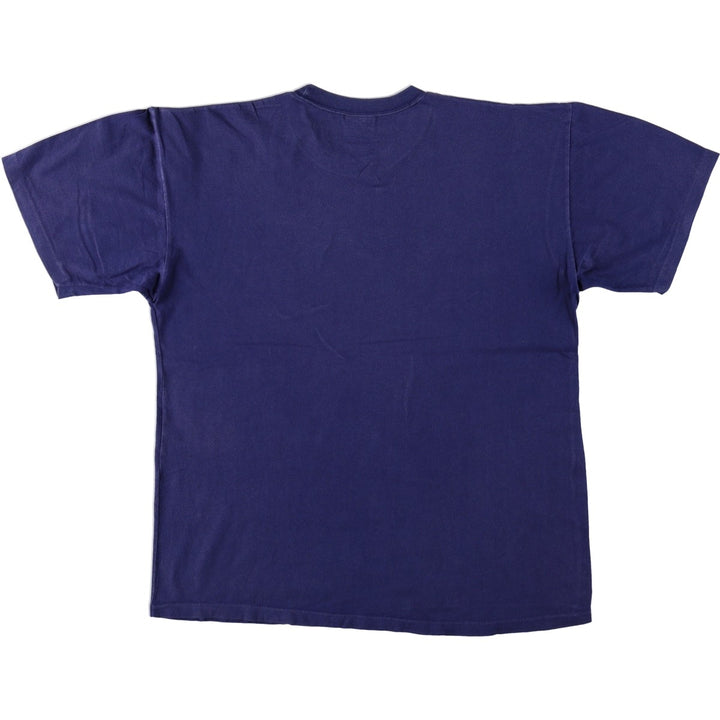 SHIN Printed T-Shirt, Men's XL (approx.) cotton navy blue type Vintage Second Hand