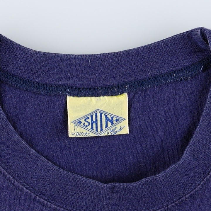 SHIN Printed T-Shirt, Men's XL (approx.) cotton navy blue type Vintage Second Hand