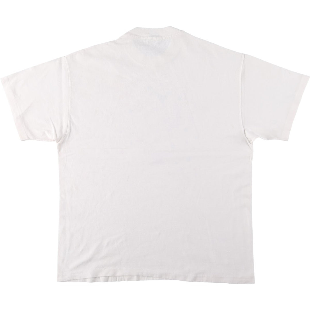 90'S Hanes BEEFY-T Printed T-shirt, Made in USA, Men's L size, Vintage cotton white type Vintage Second Hand