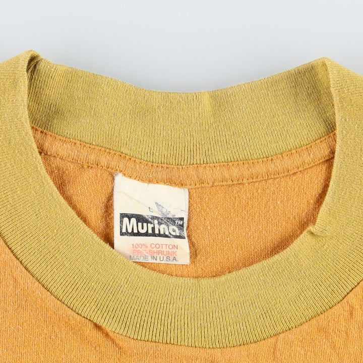 90'S Murina Animal Pattern Print T-Shirt, Made in USA, Men's Size L (Equivalent), Vintage cotton yellow type Vintage Second Hand