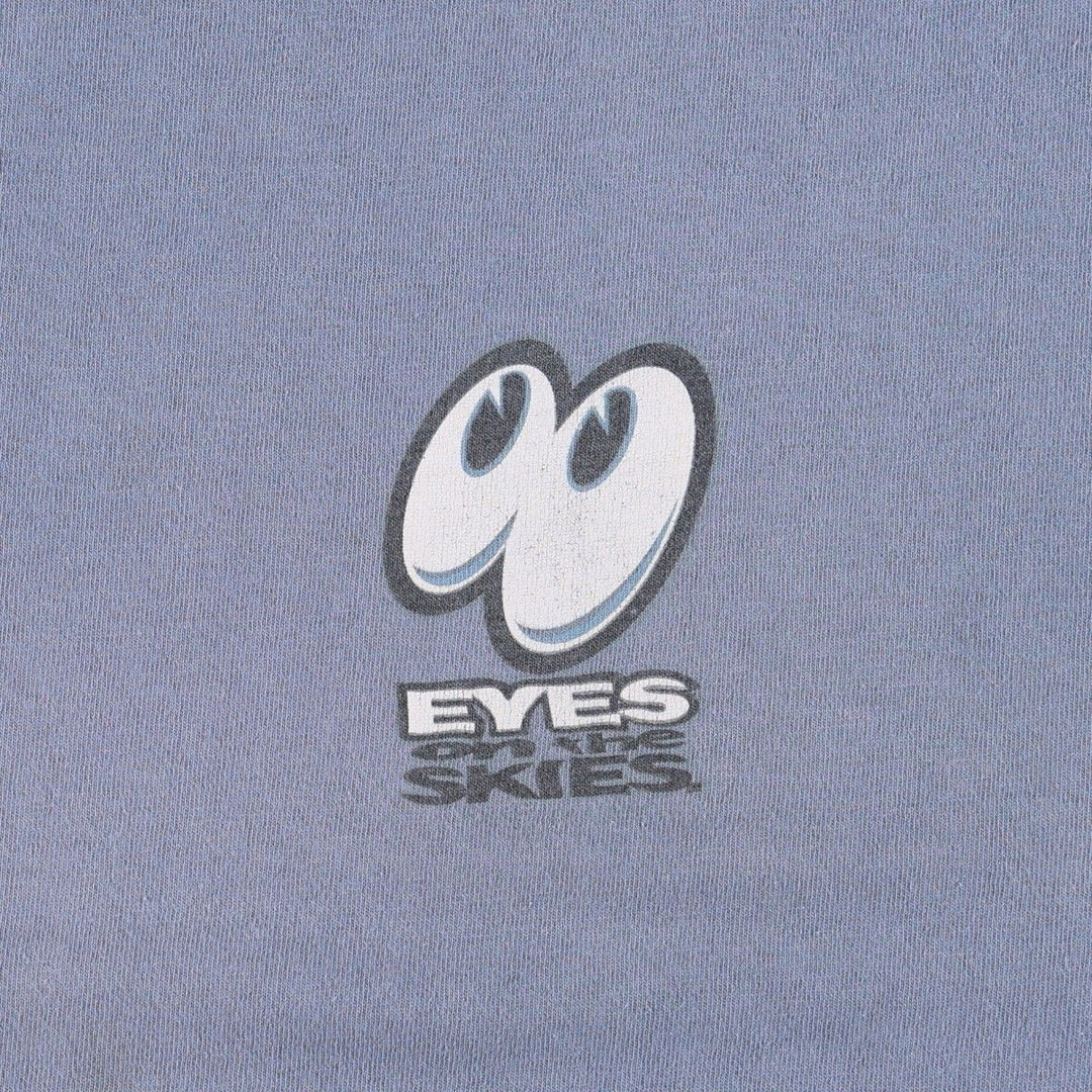 90'S SOF TEE Print T-Shirt, Made in USA, Men's XXL equivalent, Vintage cotton Blue type light blue Vintage Second Hand