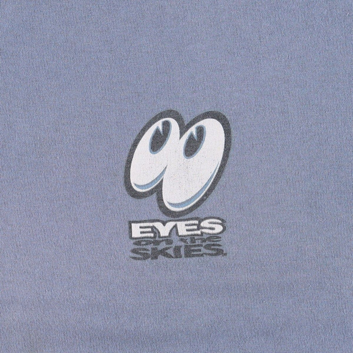 90'S SOF TEE Print T-Shirt, Made in USA, Men's XXL equivalent, Vintage cotton Blue type light blue Vintage Second Hand