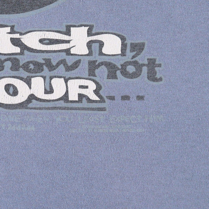 90'S SOF TEE Print T-Shirt, Made in USA, Men's XXL equivalent, Vintage cotton Blue type light blue Vintage Second Hand