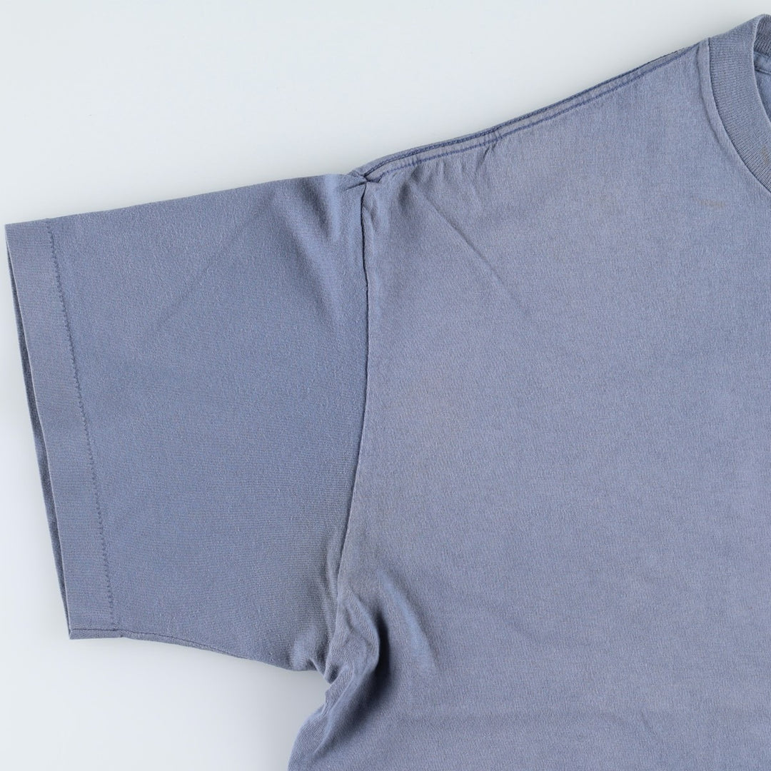 90'S SOF TEE Print T-Shirt, Made in USA, Men's XXL equivalent, Vintage cotton Blue type light blue Vintage Second Hand