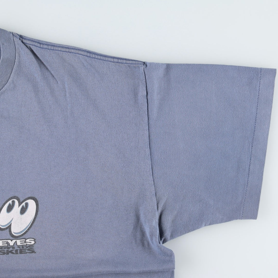 90'S SOF TEE Print T-Shirt, Made in USA, Men's XXL equivalent, Vintage cotton Blue type light blue Vintage Second Hand