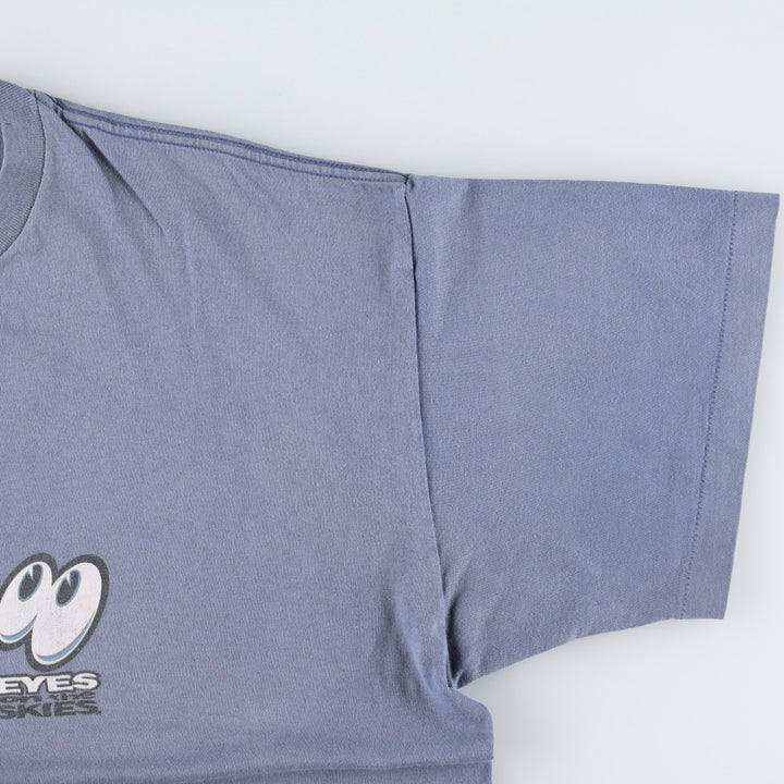 90'S SOF TEE Print T-Shirt, Made in USA, Men's XXL equivalent, Vintage cotton Blue type light blue Vintage Second Hand