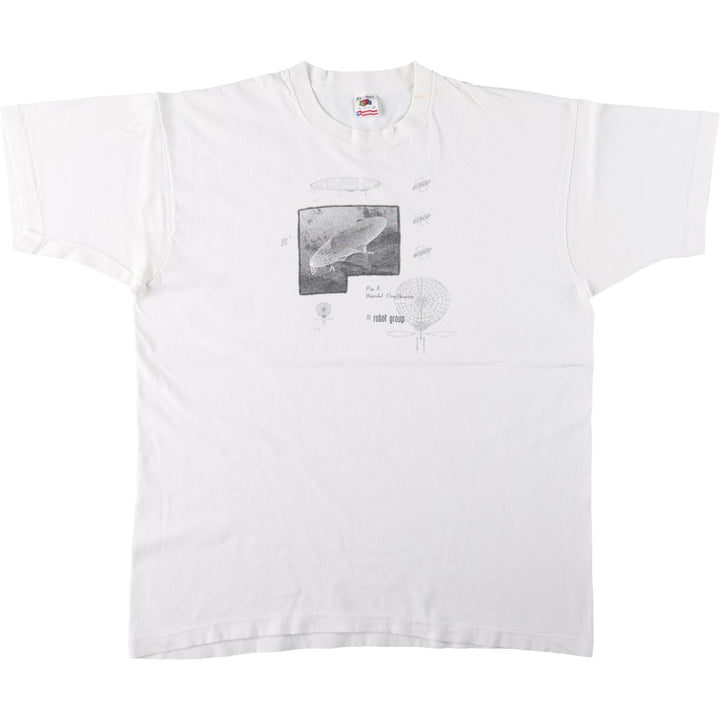 90'S Fruit of the Loom printed T-shirt, made in the USA, men's XL size, vintage cotton white type Vintage Second Hand