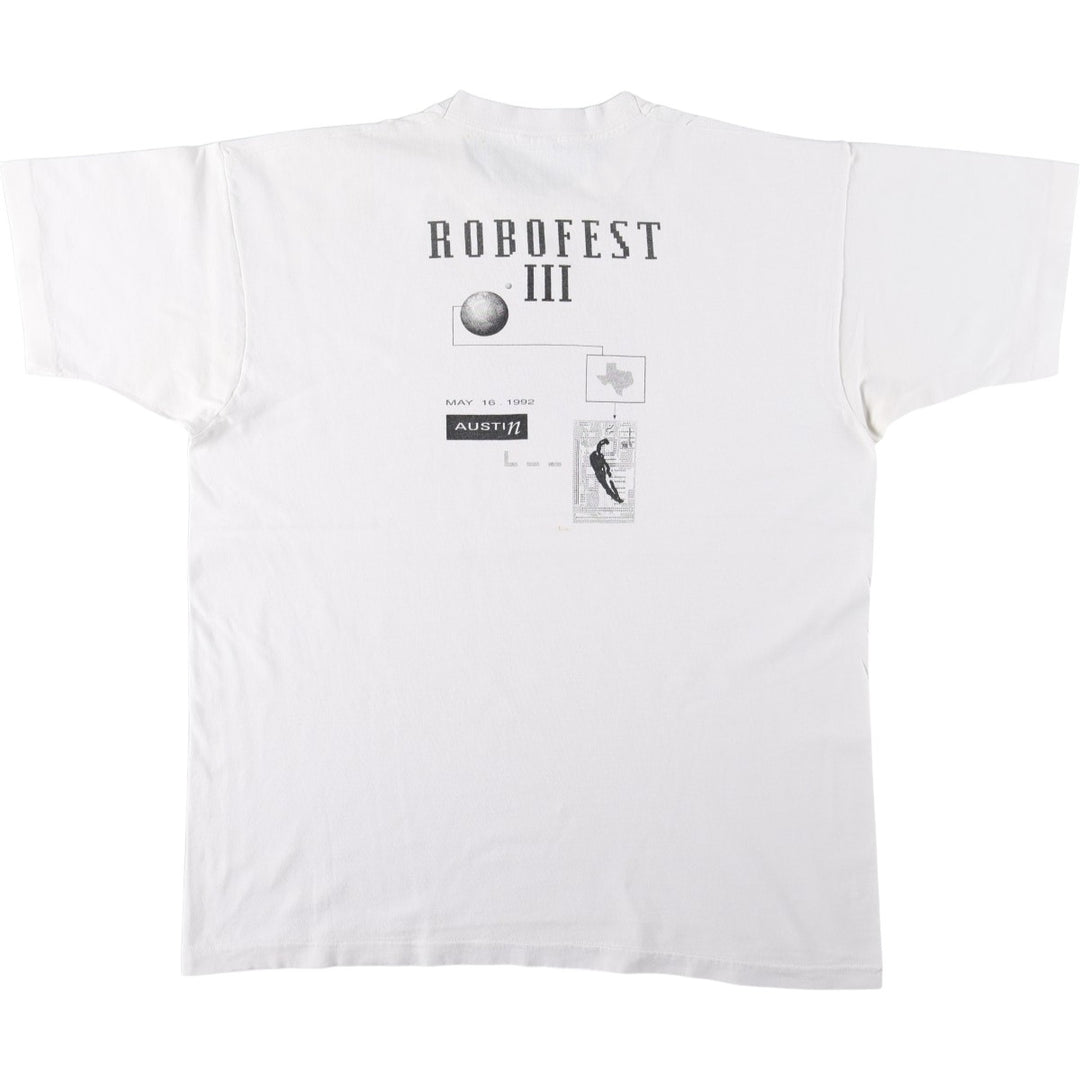 90'S Fruit of the Loom printed T-shirt, made in the USA, men's XL size, vintage cotton white type Vintage Second Hand