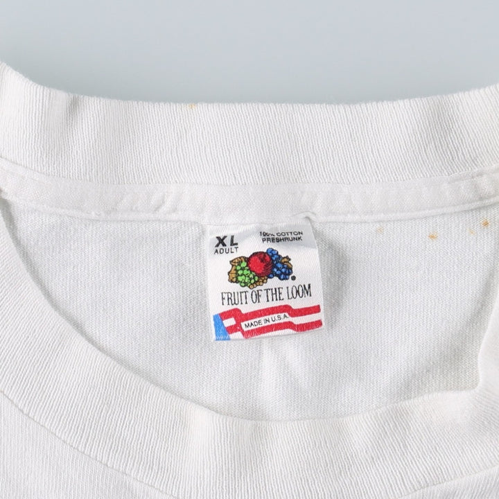 90'S Fruit of the Loom printed T-shirt, made in the USA, men's XL size, vintage cotton white type Vintage Second Hand