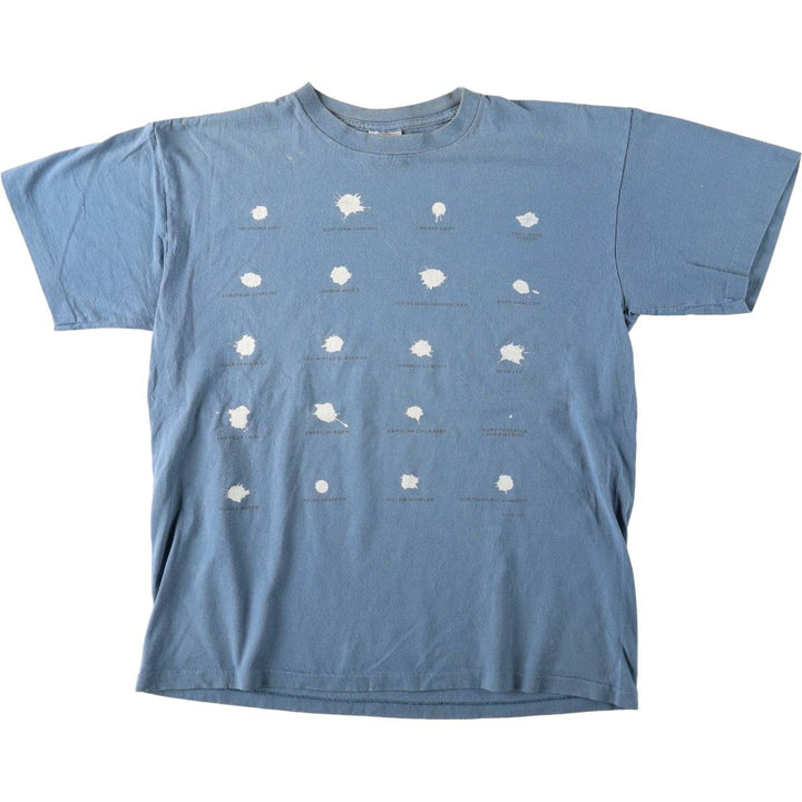 90'S ONEITA Bird Droppings Print T-Shirt, Men's Size L (approx.), Vintage cotton Blue type light blue Vintage Second Hand