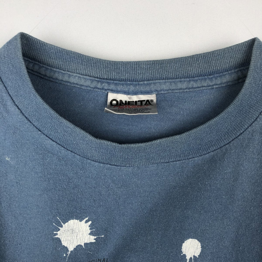 90'S ONEITA Bird Droppings Print T-Shirt, Men's Size L (approx.), Vintage cotton Blue type light blue Vintage Second Hand