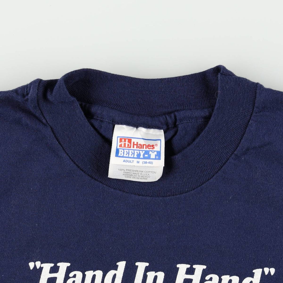 90'S Hanes BEEFY-T Print T-Shirt, Men's Size M (approx.), Vintage cotton navy blue type Vintage Second Hand