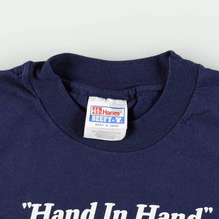 90'S Hanes BEEFY-T Print T-Shirt, Men's Size M (approx.), Vintage cotton navy blue type Vintage Second Hand