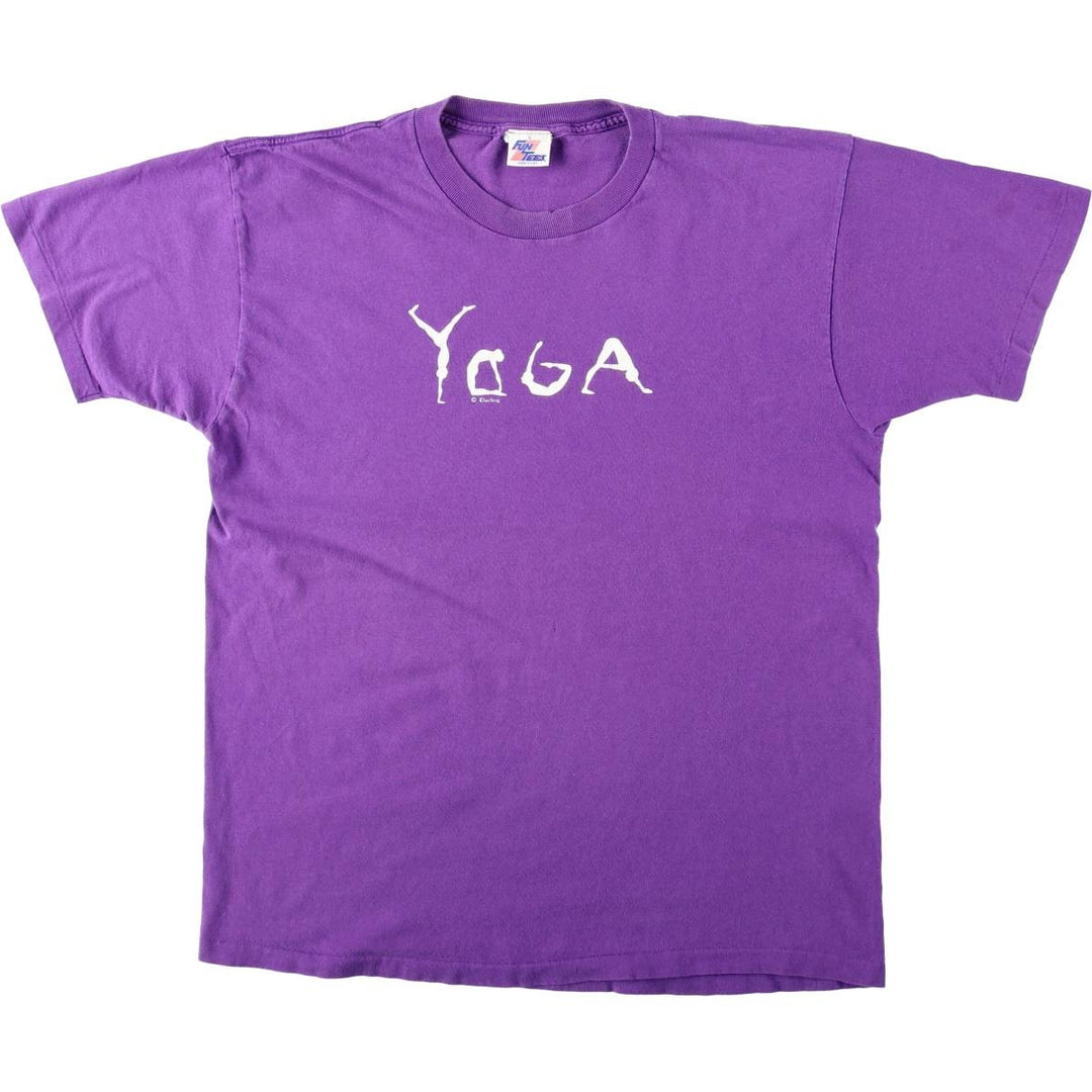 80s-90'S Fun Tees Printed T-Shirt, Made in USA, Men's Size L (Equivalent), Vintage cotton purple type Vintage Second Hand