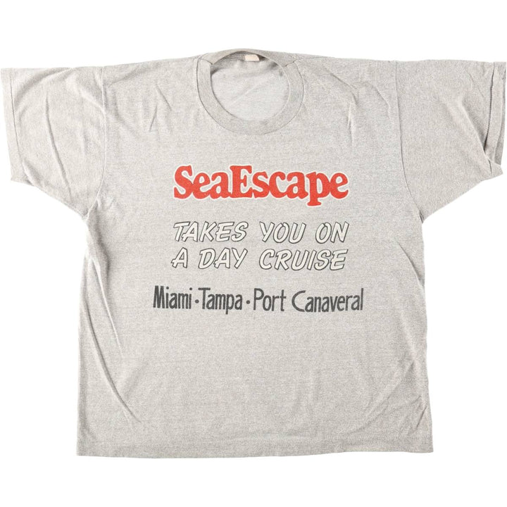 Printed T-shirt, Men's Size M (approx.), Vintage unclear gray type Vintage Second Hand
