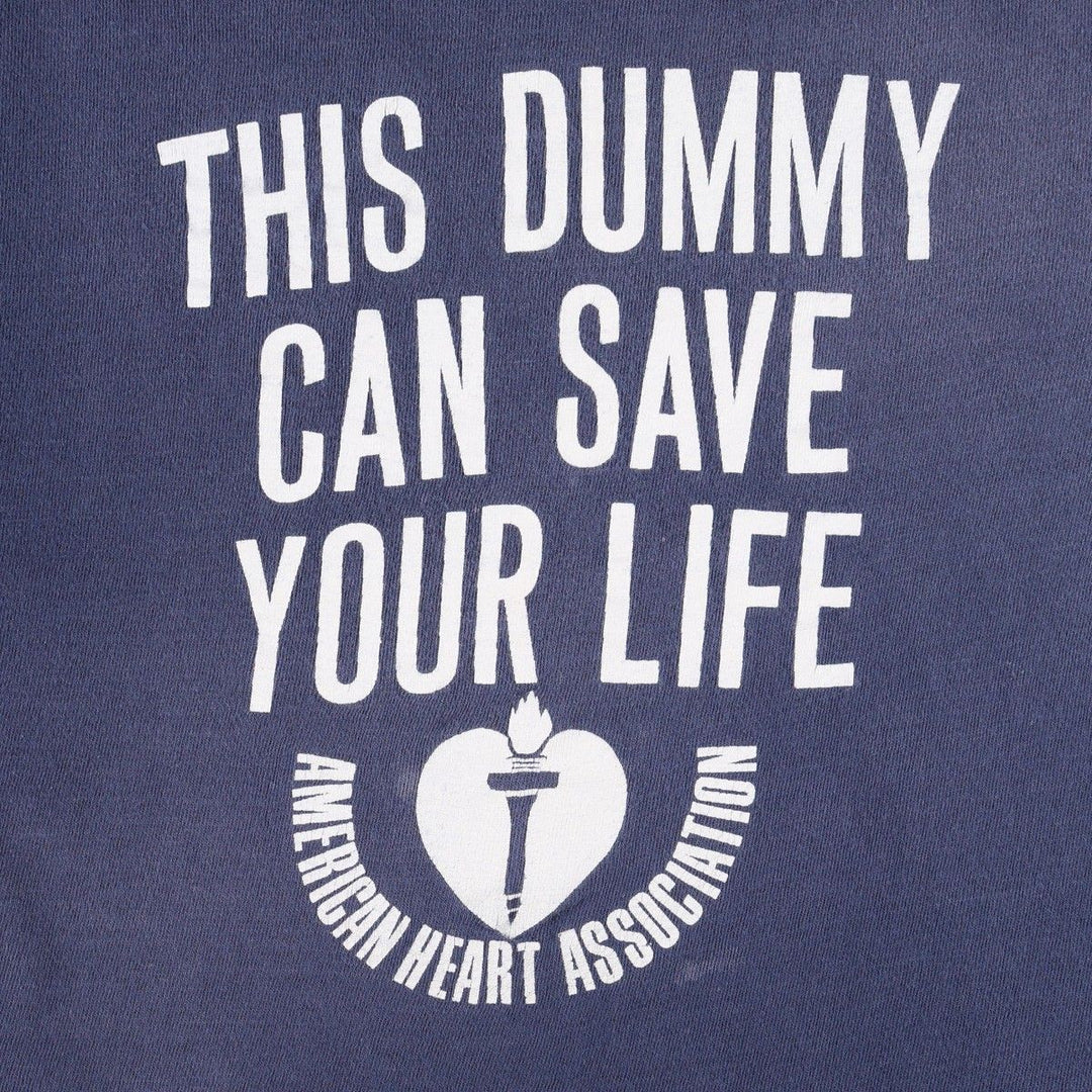 ~90'S sportswear AMERICAN HEART ASSOCIATION printed T-shirt, men's size XL equivalent, vintage. cotton navy blue type Vintage Second Hand