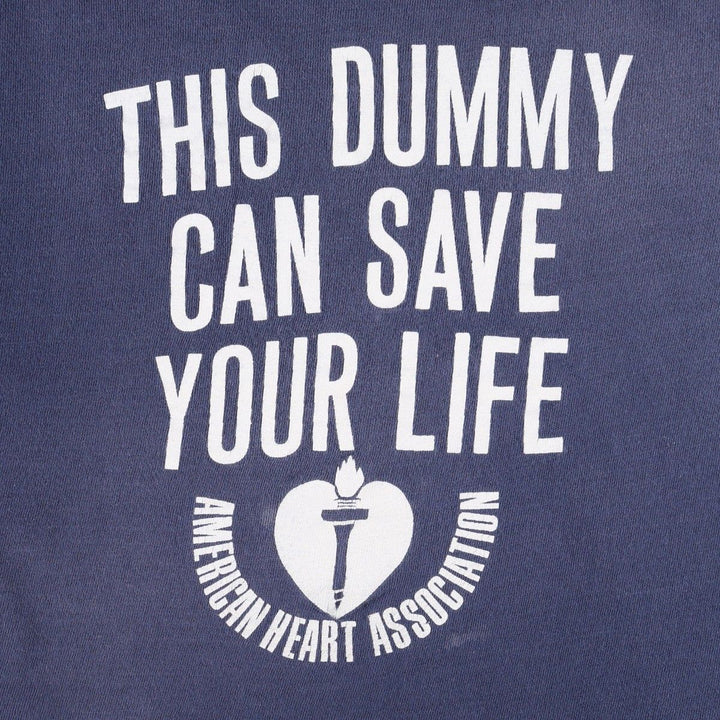 ~90'S sportswear AMERICAN HEART ASSOCIATION printed T-shirt, men's size XL equivalent, vintage. cotton navy blue type Vintage Second Hand