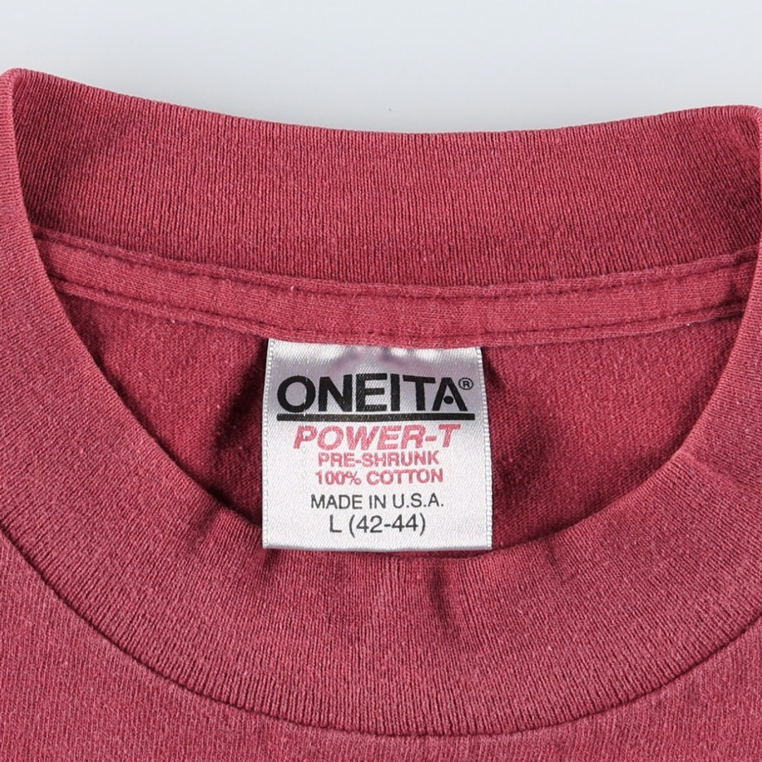 ~90'S ONEITA CROW CANYON ARCHAEOLOGICAL CENTER Print T-Shirt, Made in USA, Men's Size L (Equivalent), Vintage cotton burgundy type Vintage Second Hand