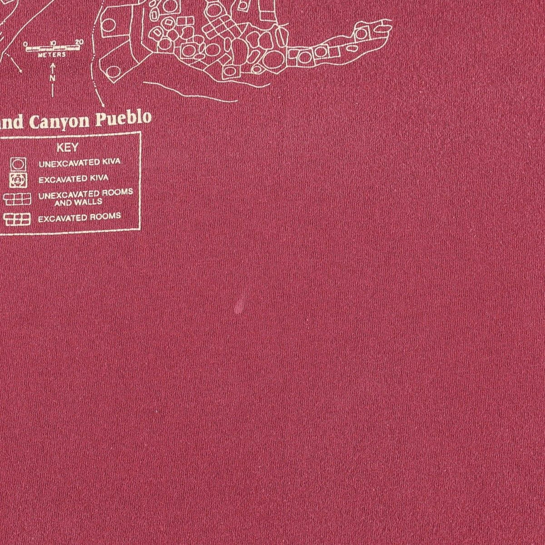 ~90'S ONEITA CROW CANYON ARCHAEOLOGICAL CENTER Print T-Shirt, Made in USA, Men's Size L (Equivalent), Vintage cotton burgundy type Vintage Second Hand