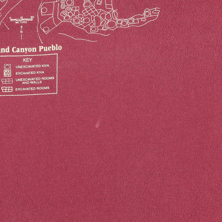 ~90'S ONEITA CROW CANYON ARCHAEOLOGICAL CENTER Print T-Shirt, Made in USA, Men's Size L (Equivalent), Vintage cotton burgundy type Vintage Second Hand