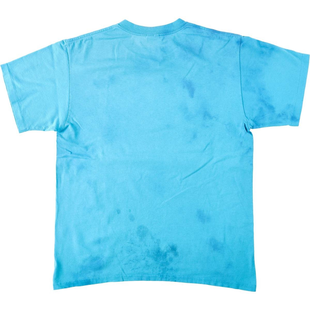 90'S Anvil Printed T-shirt, Made in USA, Men's L size, Vintage cotton Blue type light blue Vintage Second Hand
