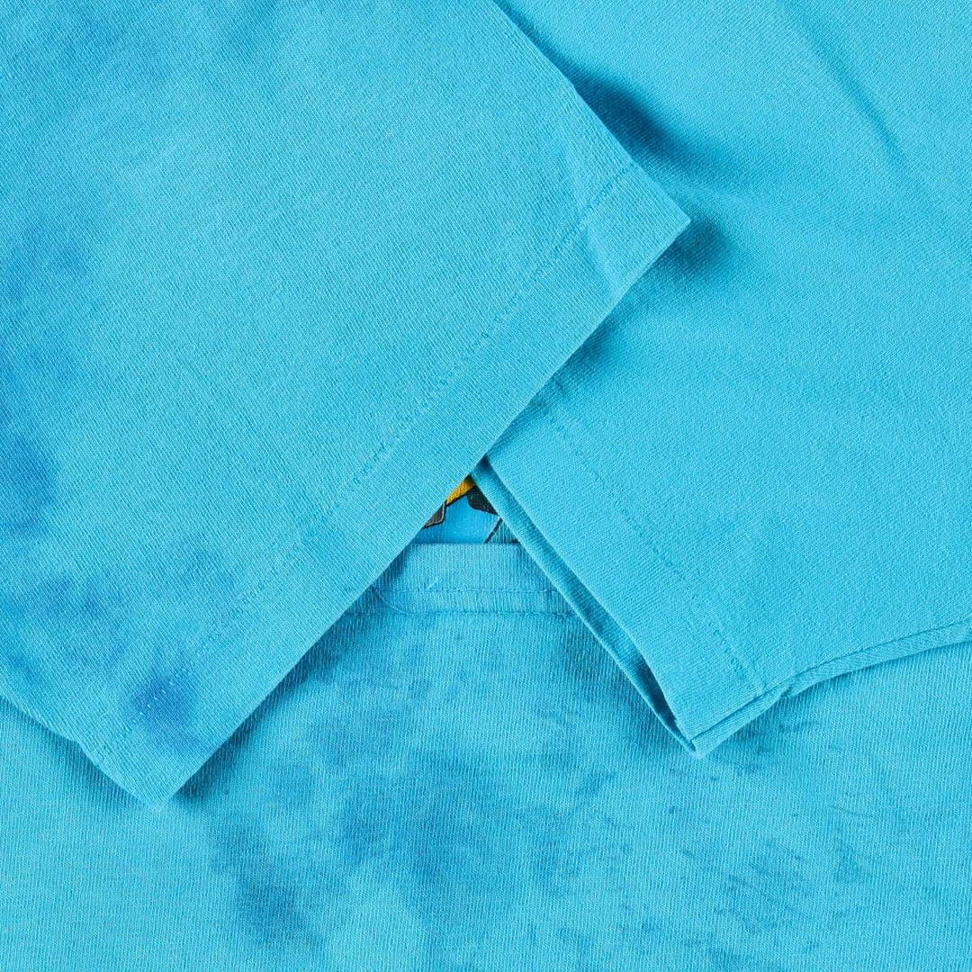 90'S Anvil Printed T-shirt, Made in USA, Men's L size, Vintage cotton Blue type light blue Vintage Second Hand