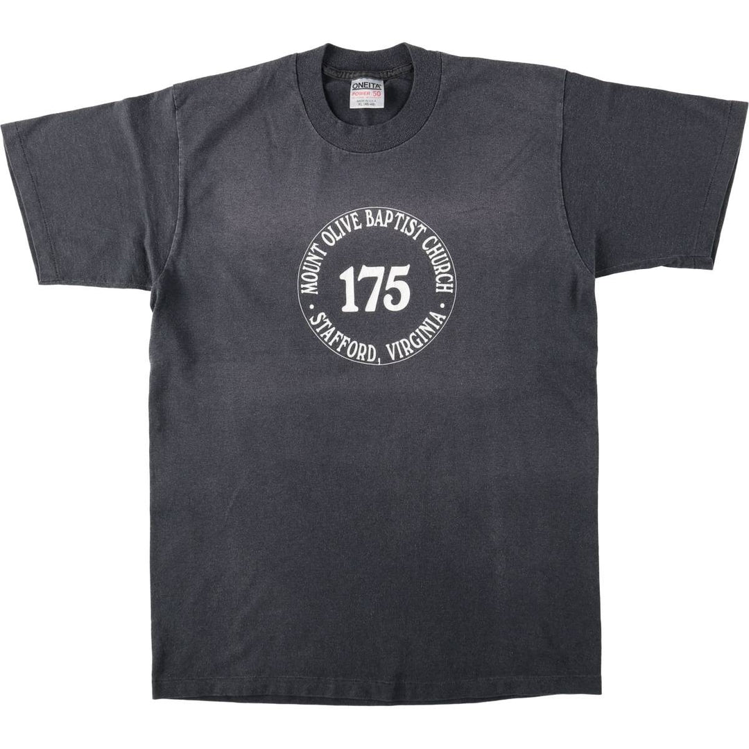 90'S ONEITA Printed T-shirt Made in USA Men's XL Vintage cotton black type Vintage Second Hand
