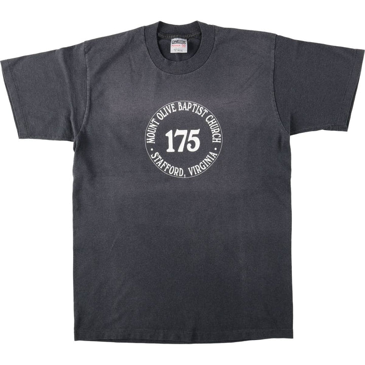 90'S ONEITA Printed T-shirt Made in USA Men's XL Vintage cotton black type Vintage Second Hand