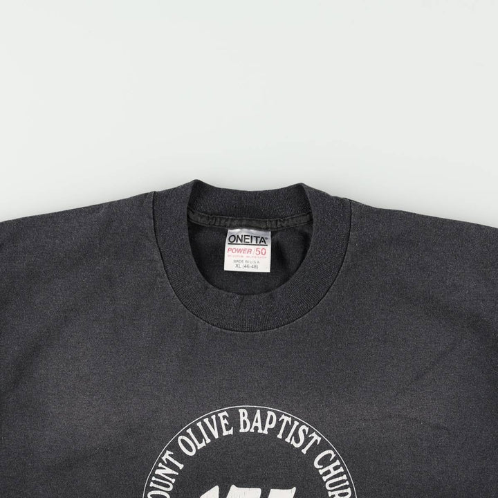 90'S ONEITA Printed T-shirt Made in USA Men's XL Vintage cotton black type Vintage Second Hand